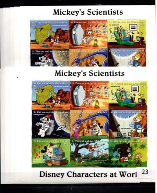 / 10x St.  Vincent - Mnh - Disney - Cartoons - Dinosaurs - Space - Science