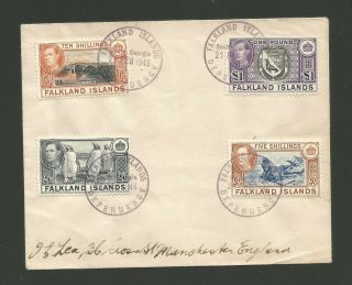 1945 Valuable Falkland Islands Philatelic Cover To England High Value Pictorials
