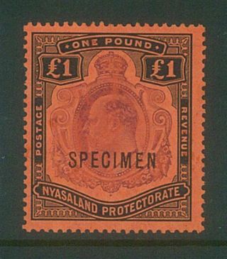 Nyasaland - 1908 Kevii £1 Specimen O/p.  (unhinged Miint) (es454)