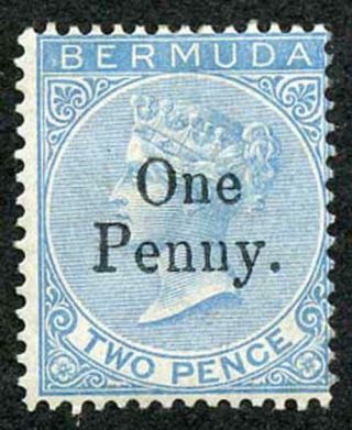 Bermuda Sg15 1d On 2d Dull Blue Fresh M/mint (hinge Remainder)