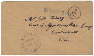 Canada 1853 Stampless Cover With Straight Line Canada 10cts Paris Uc Etc To Ny