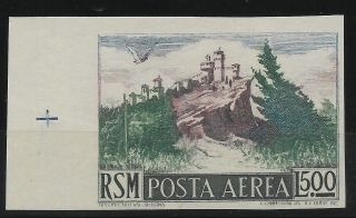 San Marino 1950 Airmail Lire 500 Imperforate,  Certificate Mnh Cat.  $1200 / P21547
