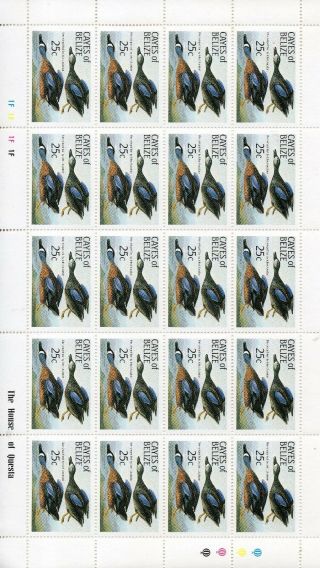 Cayes Of Belize 1985 Audubon Bird Stamps - Never Hinged Full Sheets