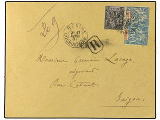 Indo - China.  1901.  Registered Cover To Saigon Franked By