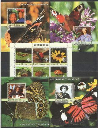 L066 2003 Guinea - Bissau Fauna Insects Butterflies Scouting 4bl,  Kb Mnh