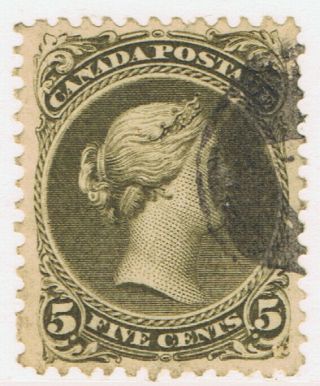 Canada 26a (3) 1875 5 Cent Olive Green Queen Victoria Vf Perf 12 X 12 Cv$1250.  00