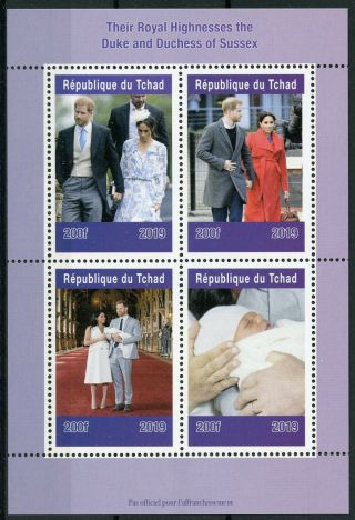 Chad 2019 Mnh Prince Archie Royal Baby Harry & Meghan 4v M/s Ii Royalty Stamps