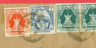Burma 10r,  2r,  1r X 4,  On Registered Cover To London Uk
