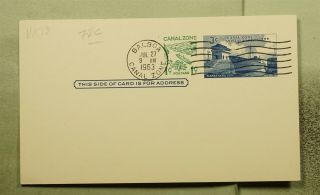Dr Who 1963 Canal Zone Fdc Surcharge Postal Card Ux13 E56715