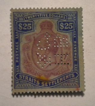 British Asia - Straits Settlements - Issued 1915 - 172 - $25 - Perforated