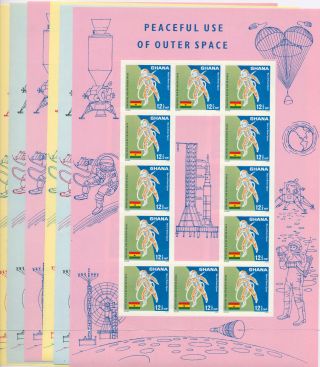 Ghana 1967 Peaceful Use Of Outer Space Sg479/481 Complete Imperf Sheets Mnh