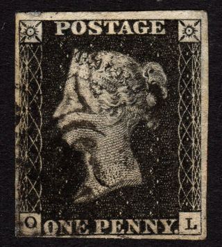 1840 Gb Qv 1d Penny Black Sg2 Plate 10,  Very Fine Maltese Cross Cat £950 (ol)