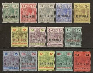 Solomon Islands 1914 - 23 Kgv Set To £1 Specimen Ovpts Sg22/38s