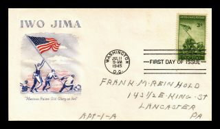 Dr Jim Stamps Us Iwo Jima Marines Wwii First Day Cover Scott 929 Grimsland