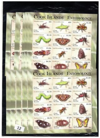 == 10x Cook Islands 2014 - Mnh - Insects,  Butterflies -