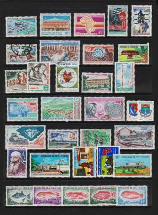 Ivory Coast - 33 Stamps - Complete Sets Only - Cat.  $ 51.  70
