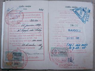 Vietnam & Laos Diplomatic Revenues In Vnch Passport Expired 1966