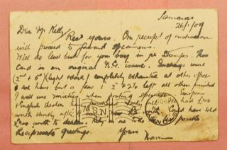 1909 BRITISH GUINEA POSTAL CARD STATIONERY SAMARAI CANCEL TO AUSTRALIA 2