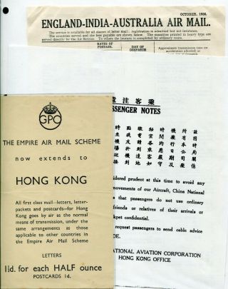 Early China Hong Kong 3 X Airmail Notice (from Different Airlines) @@