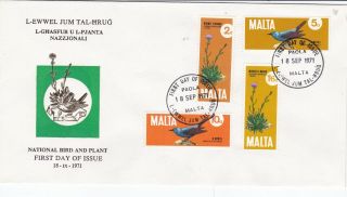 Malta 1971 Birds Fdc Unadressed Vgc
