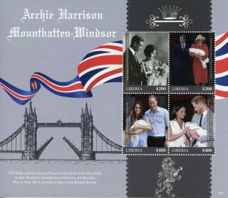 Liberia 2019 Mnh Prince Archie Royal Baby Harry & Meghan 4v M/s Royalty Stamps