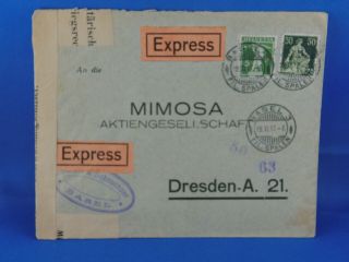Switzerland Old Express Cover 1917 To Germany With Censor Basel Dresden (c2/118