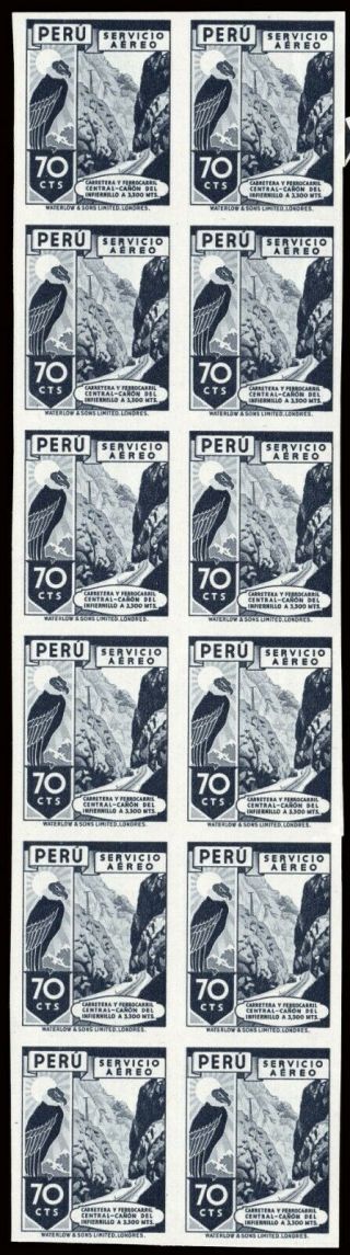 Peru - 70 Cent.  - Bl.  12 - Black - Imperforate - " C.  El Infernillo " - Waterlow
