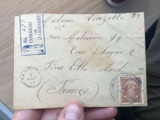 Rare 1900 Mozambique (portuguese Colonial) To France Registered Postal Cover