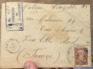 Rare 1900 Mozambique (Portuguese Colonial) To France Registered Postal Cover 8