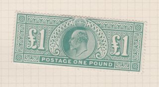 Gb Stamps King Edward Vii 1902 £1 De La Rue Fine Mounted On Page