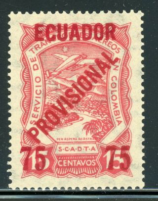 Ecuador Scadta Air Post Mh Selections: Scott C2 75c/15c Carmine Cv$210,