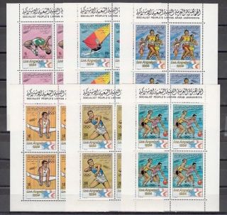Libya,  Scott Cat.  1111 - 1116.  L.  A.  Summer Olympics Sheets Of 4.