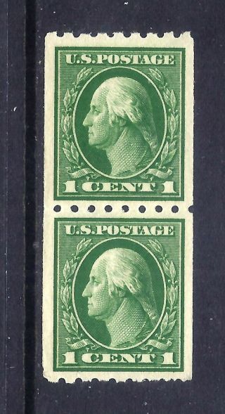 Us Stamps - 410 - Mnh - 1 Cent Washington Perf 8.  5 Coil Pair - Cv $32