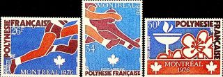 French Polynesia 1976 Canada Montreal Olympics Good Set Of 3 Fine Stamps