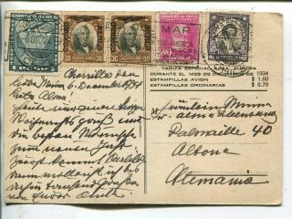 Chile Air France Air Mail Oicture Post Card To Germany 1934