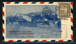 Newfoundland Postal History Lot 3 1931 15c Ffc 1st Flight St.  Johns - Conche $$