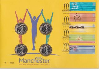Gb Stamps Souvenir Coin Cover 2002 Games With 4 X £2 Coin