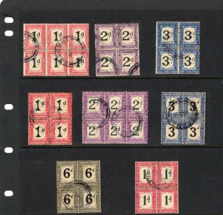 South Africa 1925 - 1950 Postage Dues In Blocks Of 4 & 6 High Cat