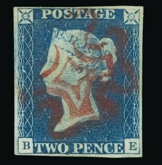 Gb Qv Sg5 1840 2d Blue Be Plate 1 With Fine Red Mx Gorgeous