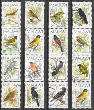 Malawi 1988 Sg 518 - 33 Birds Definitive Complete Postal Vfu Set 0464
