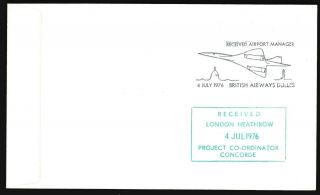 ' 76 BA CONCORDE Cpt WALPOLE SIGNED 200th ANN.  INDEPEND COVER_WASHINGTON - LONDON 2