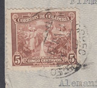 Colombia Airmail to Leipzig; Germany;.  stamps both sides; Cachet; 1939; scans 2