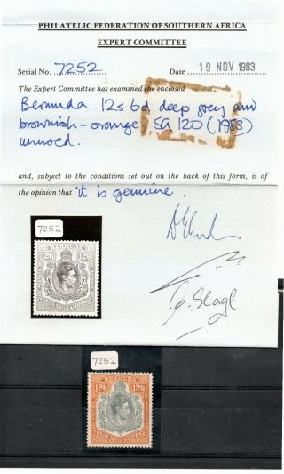 Bermuda 1938 Sg120 M/m (with Certificate)