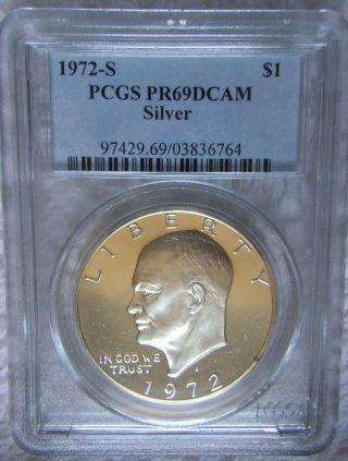 1972 S Ddo Silver $1 Eisenhower Ike Dollar Pcgs Pr69dcam Proof Silver Dollar Ddo