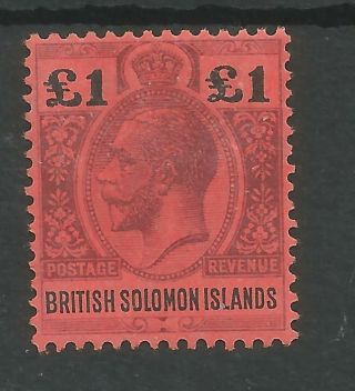 British Solomon Islands Sg38 The 1914 Gv £1 Purple&black /red Fine C.  £250