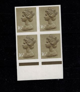 16p Block Of 4 Machin Definitive Stamp Imperf Error Mistake Mnh X949 Cat £400