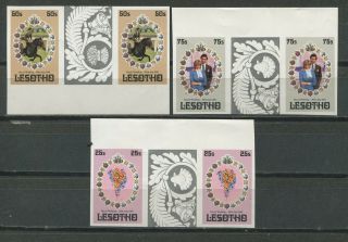 Lesotho 1981 Royal Wedding Imperf Gutter Pairs Mnh