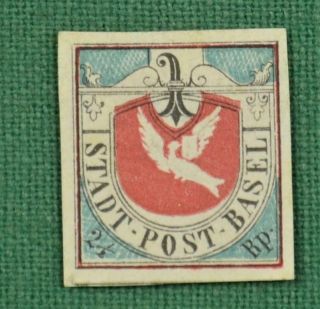 Switzerland Basel Canton Stamp 1845 Town Post 2 1/2r Sg B1 H/m No Gum (c82)