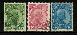 Liechtenstein 1,  2,  3 Complete Set 1912