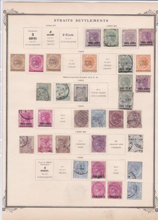 Straits Settlements Mounted And Stamps On Album Page Ref R9075